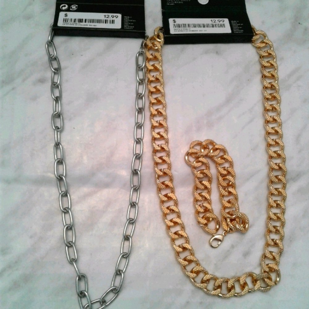New H & M unisex gold silver necklace bracelet